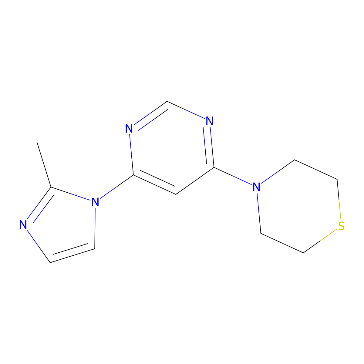 4-[6-(2-methyl-1H-imidazol-1-yl)pyrimidin-4-yl]thiomorpholine molecular structure, CAS 2549041-83-8