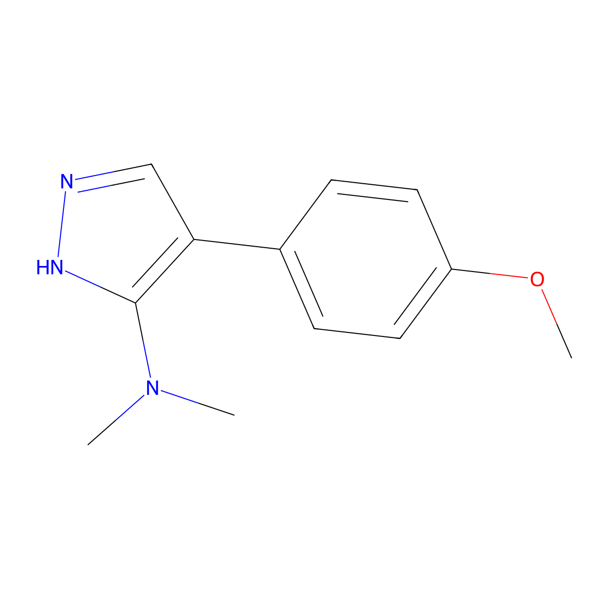 4-(4-methoxyphenyl)-N,N-dimethyl-1H-pyrazol-3-amine molecular structure, CAS 2549041-87-2