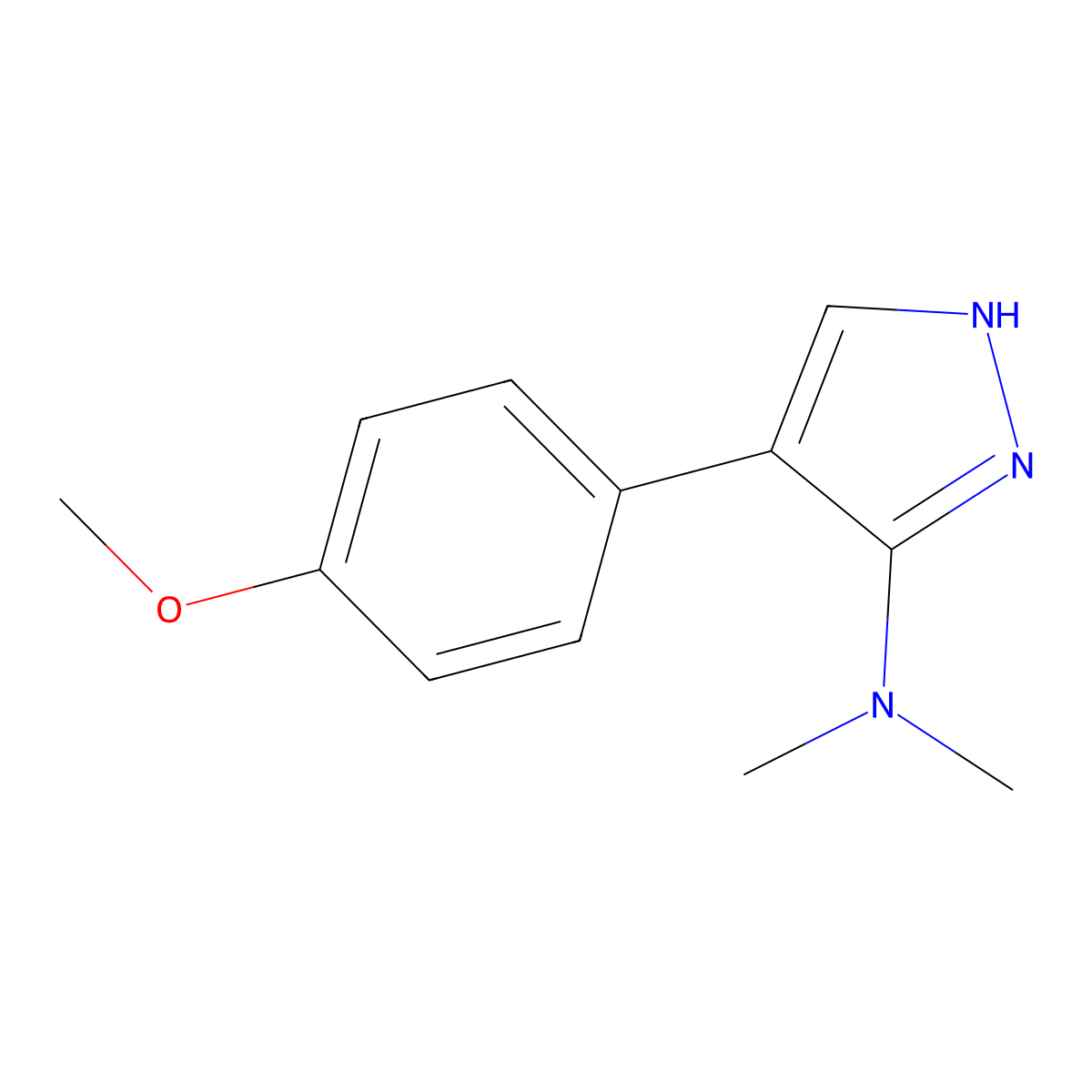 4-(4-methoxyphenyl)-N,N-dimethyl-1H-pyrazol-3-amine molecular structure, CAS 2549041-87-2