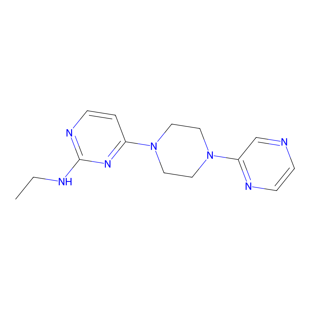 N-ethyl-4-[4-(pyrazin-2-yl)piperazin-1-yl]pyrimidin-2-amine molecular structure, CAS 2549041-95-2