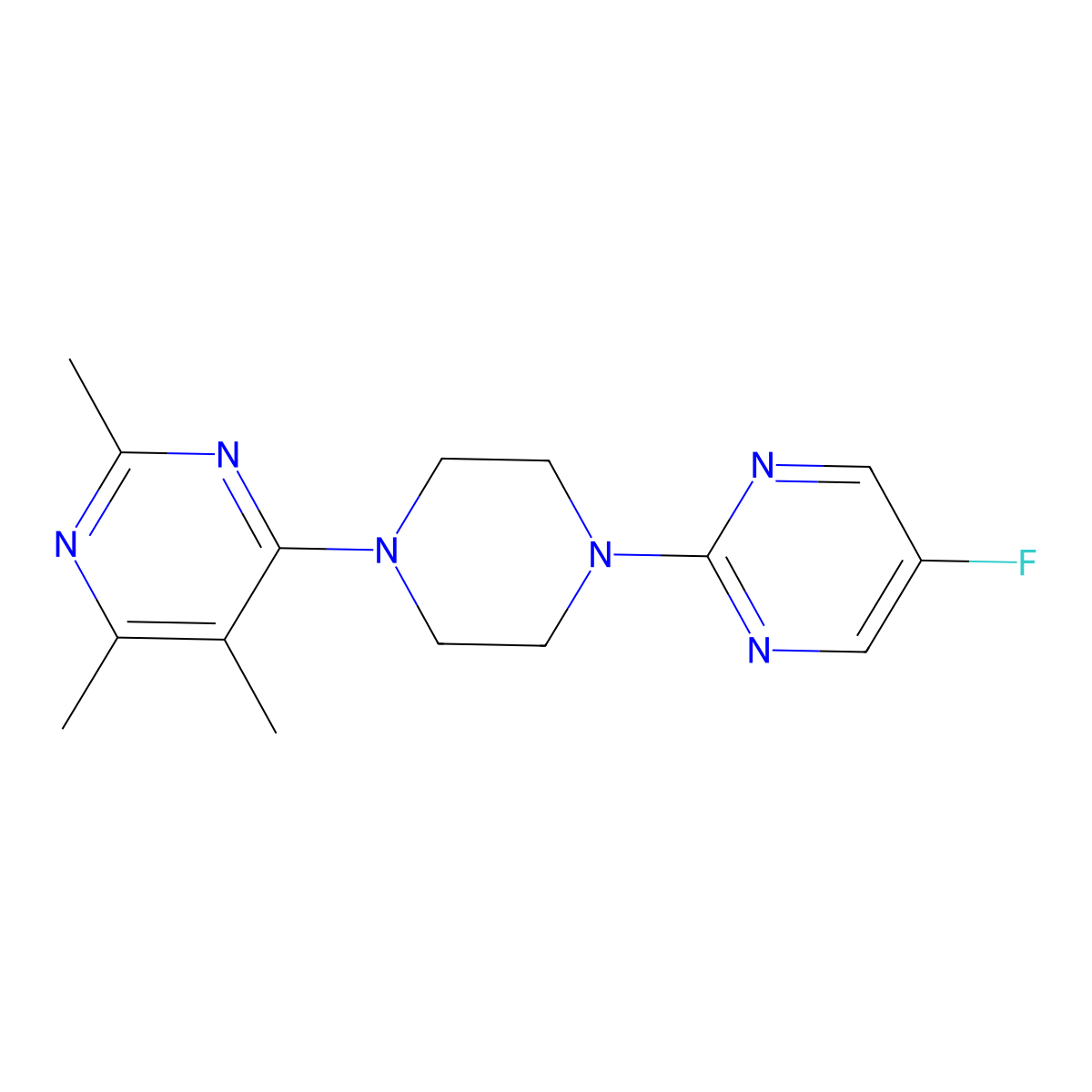 4-[4-(5-Fluoropyrimidin-2-yl)piperazin-1-yl]-2,5,6-trimethylpyrimidine molecular structure, CAS 2549041-96-3