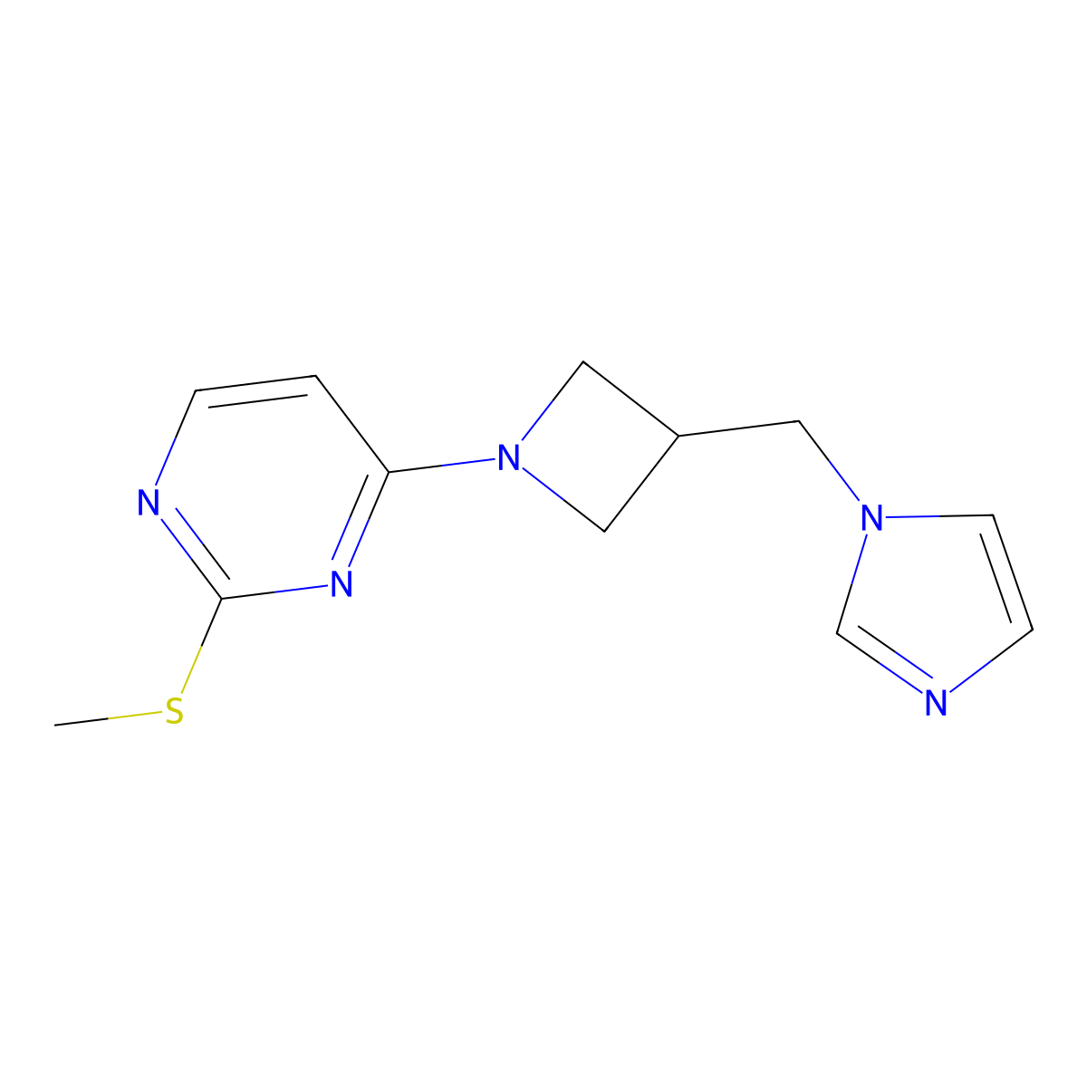 4-{3-[(1H-imidazol-1-yl)methyl]azetidin-1-yl}-2-(methylsulfanyl)pyrimidine molecular structure, CAS 2549042-00-2