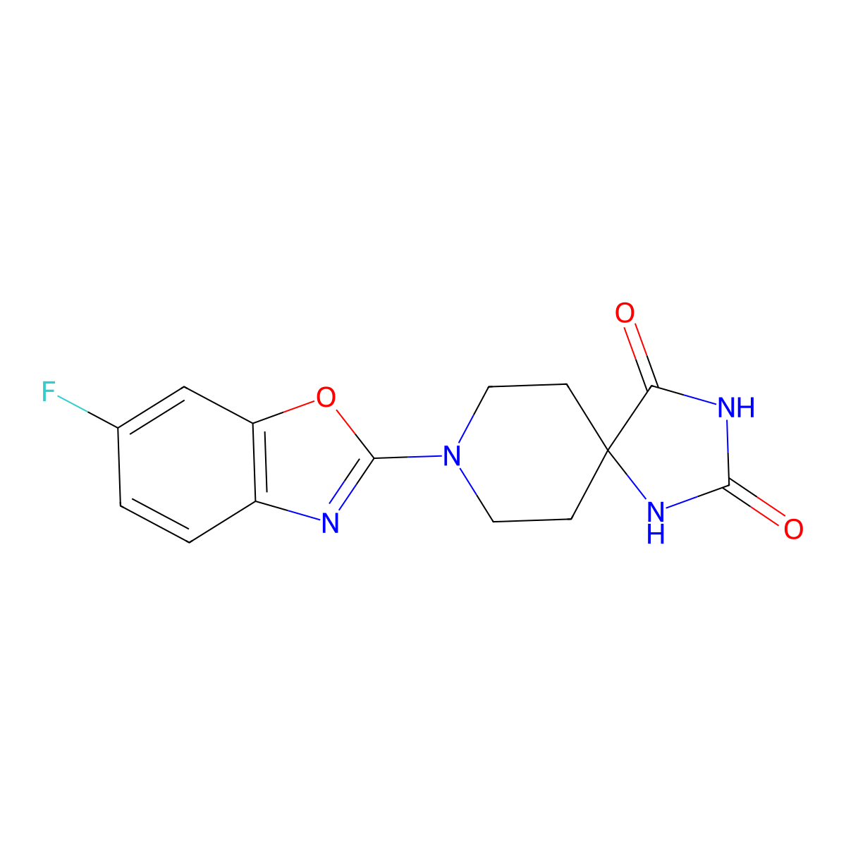 8-(6-Fluoro-1,3-benzoxazol-2-yl)-1,3,8-triazaspiro[4.5]decane-2,4-dione molecular structure, CAS 2549042-03-5