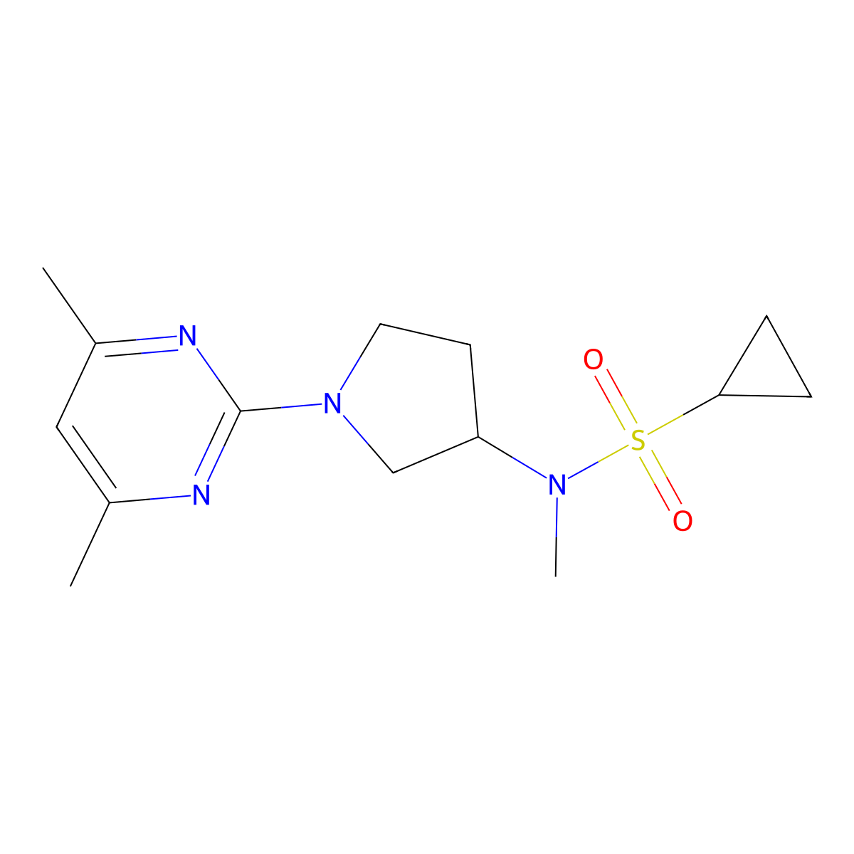 N-[1-(4,6-dimethylpyrimidin-2-yl)pyrrolidin-3-yl]-N-methylcyclopropanesulfonamide molecular structure, CAS 2549042-06-8