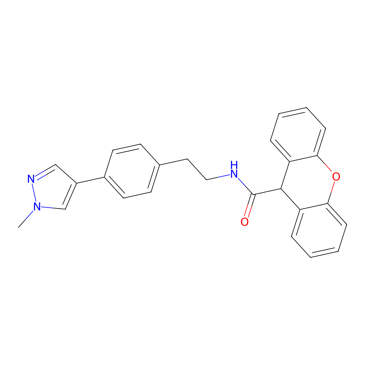 N-{2-[4-(1-methyl-1H-pyrazol-4-yl)phenyl]ethyl}-9H-xanthene-9-carboxamide molecular structure, CAS 2549042-07-9