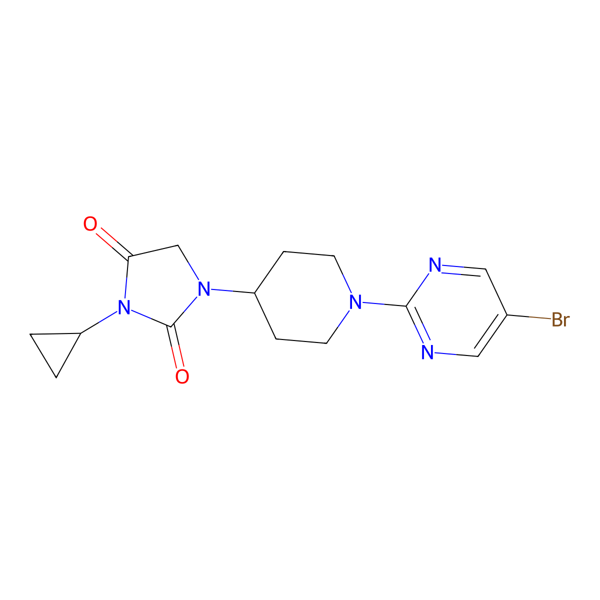 1-[1-(5-Bromopyrimidin-2-yl)piperidin-4-yl]-3-cyclopropylimidazolidine-2,4-dione molecular structure, CAS 2549042-09-1
