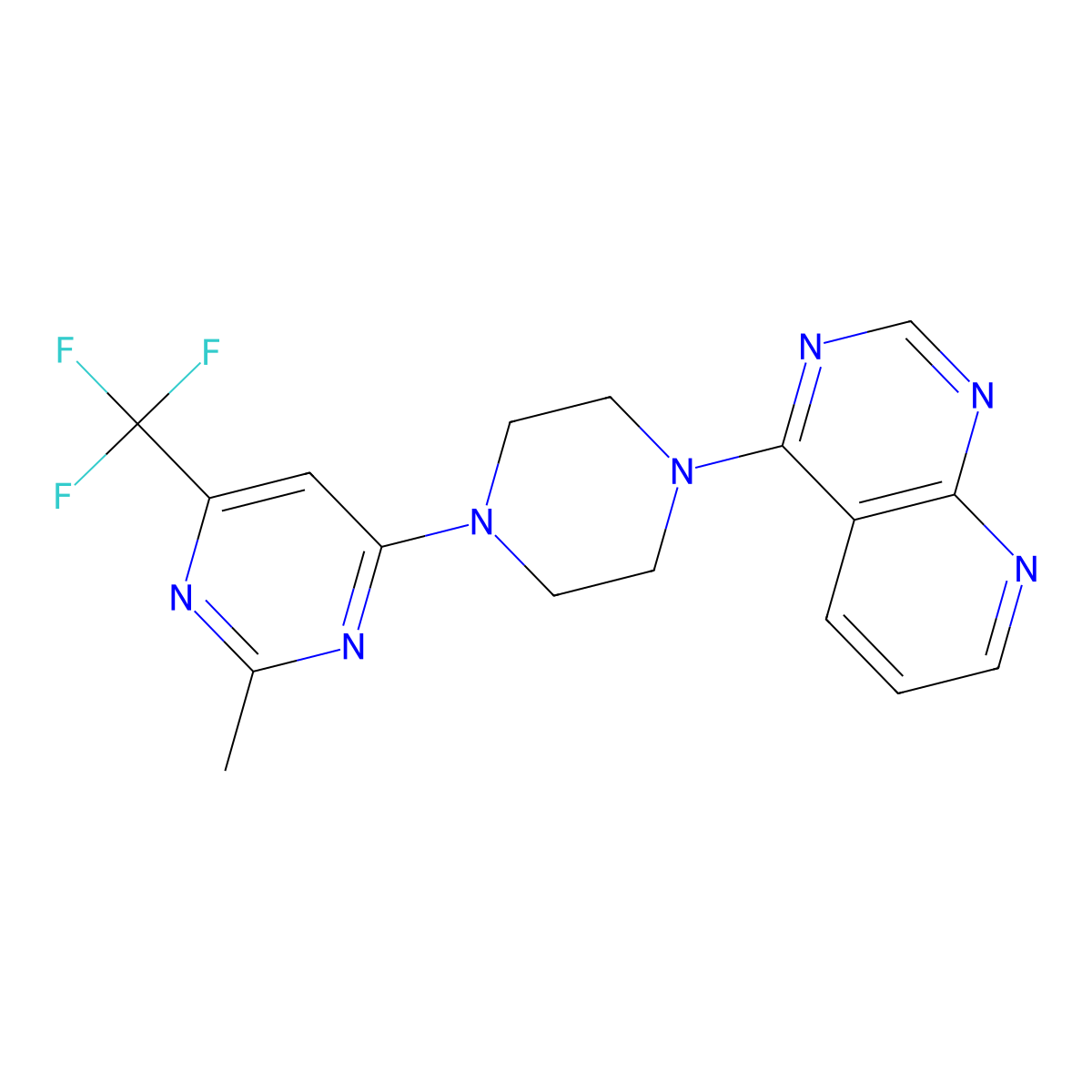 2-Methyl-4-(4-{pyrido[2,3-d]pyrimidin-4-yl}piperazin-1-yl)-6-(trifluoromethyl)pyrimidine molecular structure, CAS 2549042-13-7