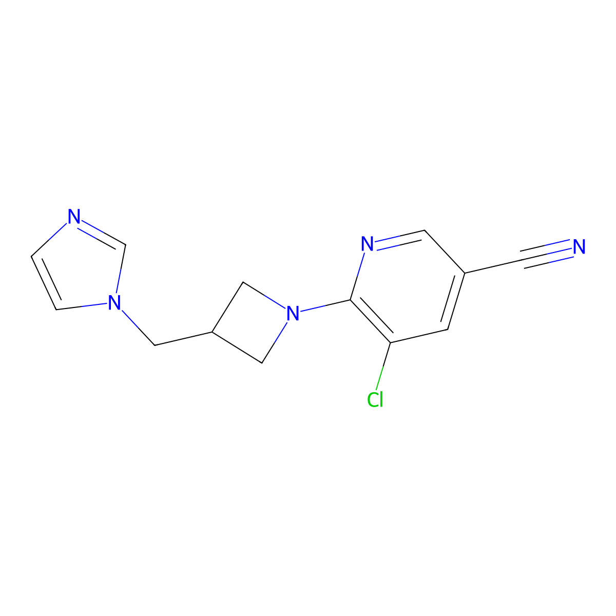 5-chloro-6-{3-[(1H-imidazol-1-yl)methyl]azetidin-1-yl}pyridine-3-carbonitrile molecular structure, CAS 2549042-14-8