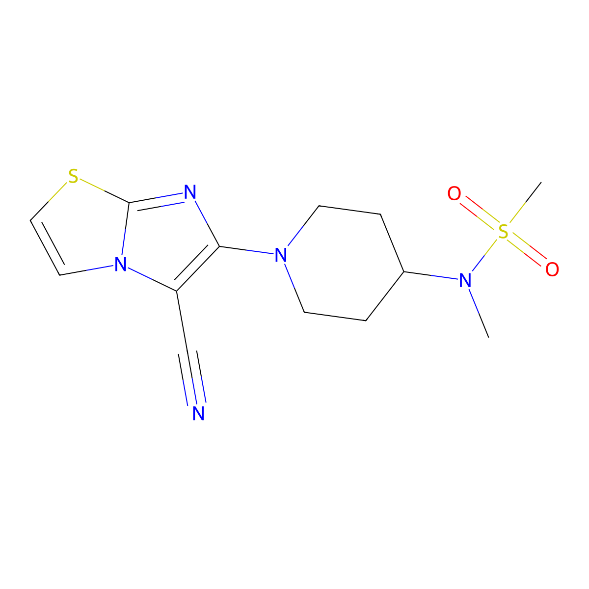 N-(1-{5-cyanoimidazo[2,1-b][1,3]thiazol-6-yl}piperidin-4-yl)-N-methylmethanesulfonamide molecular structure, CAS 2549042-15-9