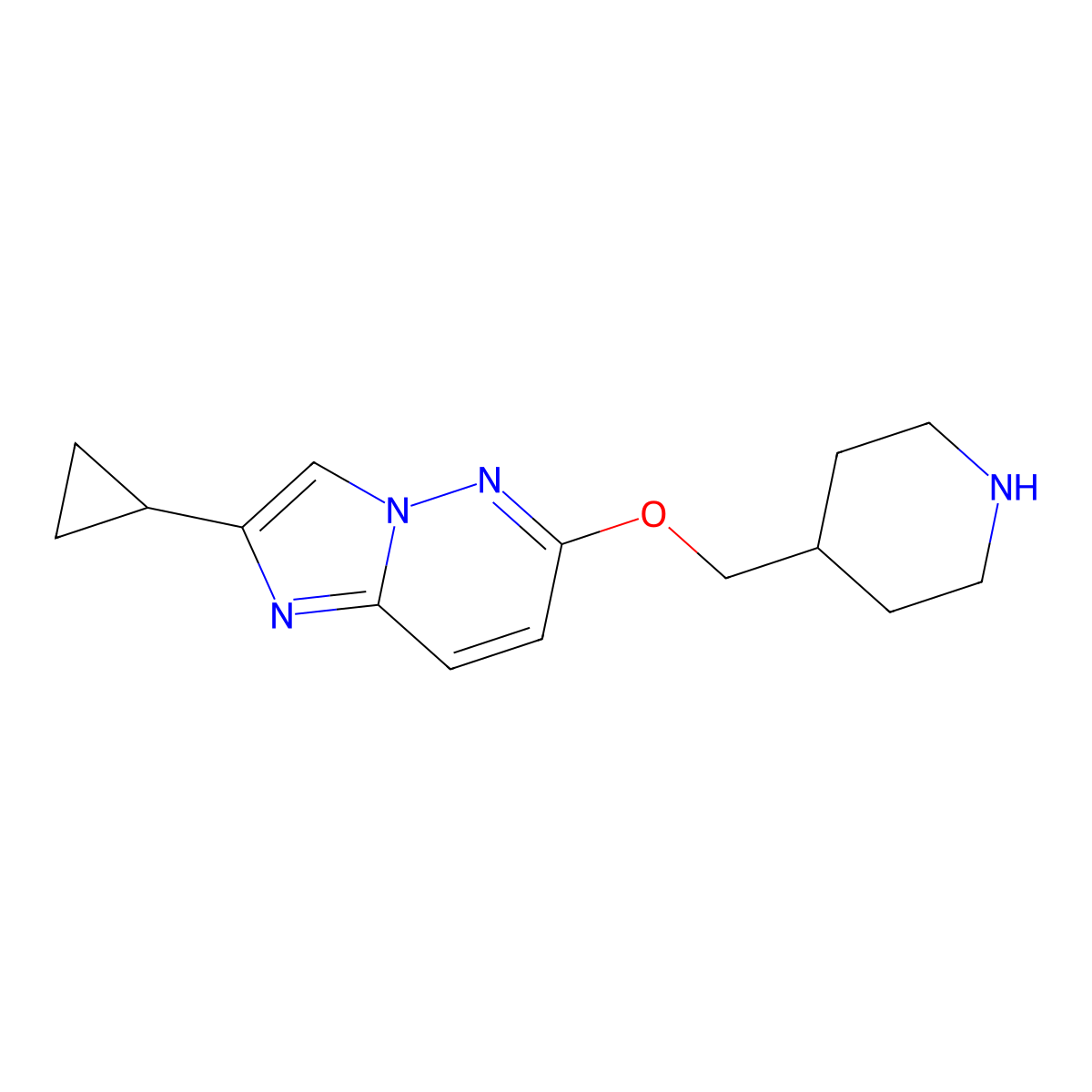 4-[({2-Cyclopropylimidazo[1,2-b]pyridazin-6-yl}oxy)methyl]piperidine molecular structure, CAS 2549042-18-2