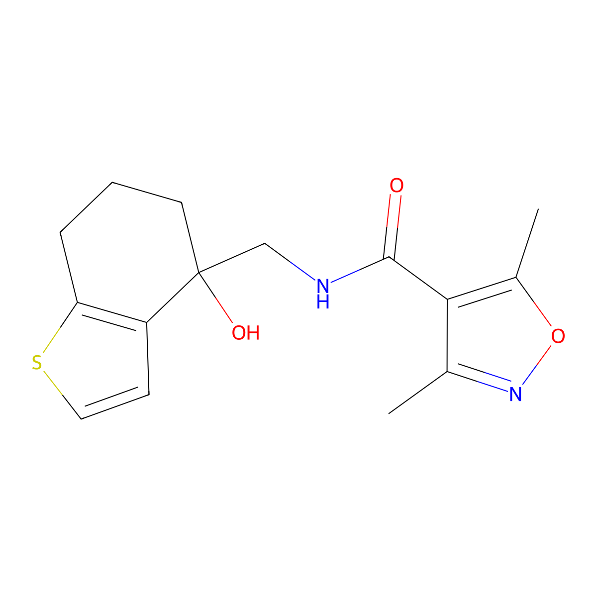 N-[(4-hydroxy-4,5,6,7-tetrahydro-1-benzothiophen-4-yl)methyl]-3,5-dimethyl-1,2-oxazole-4-carboxamide molecular structure, CAS 2549042-19-3