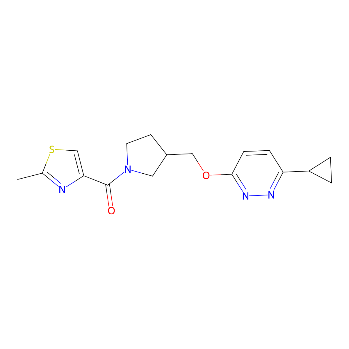 3-Cyclopropyl-6-{[1-(2-methyl-1,3-thiazole-4-carbonyl)pyrrolidin-3-yl]methoxy}pyridazine molecular structure, CAS 2549042-25-1