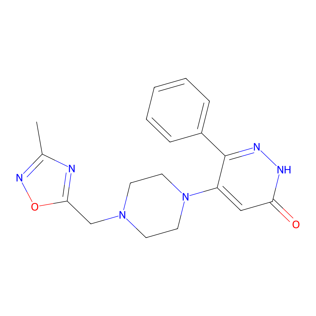 5-{4-[(3-Methyl-1,2,4-oxadiazol-5-yl)methyl]piperazin-1-yl}-6-phenyl-2,3-dihydropyridazin-3-one molecular structure, CAS 2549042-39-7