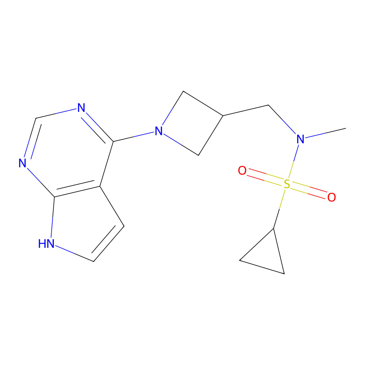 N-methyl-N-[(1-{7H-pyrrolo[2,3-d]pyrimidin-4-yl}azetidin-3-yl)methyl]cyclopropanesulfonamide molecular structure, CAS 2549042-40-0