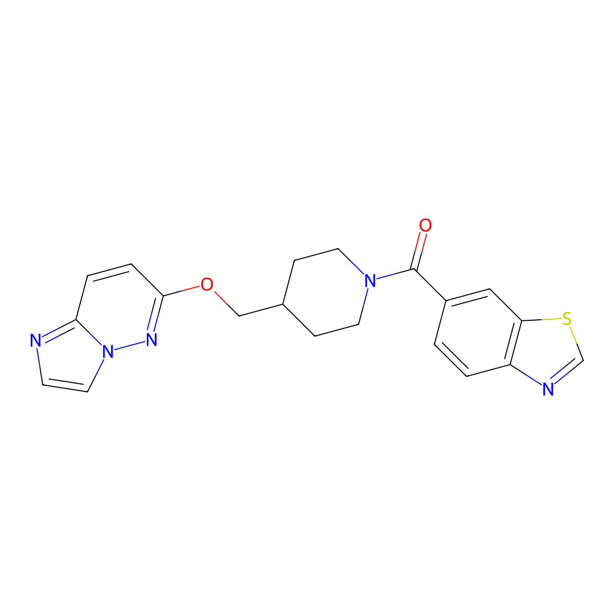 6-[4-({Imidazo[1,2-b]pyridazin-6-yloxy}methyl)piperidine-1-carbonyl]-1,3-benzothiazole molecular structure, CAS 2549042-49-9