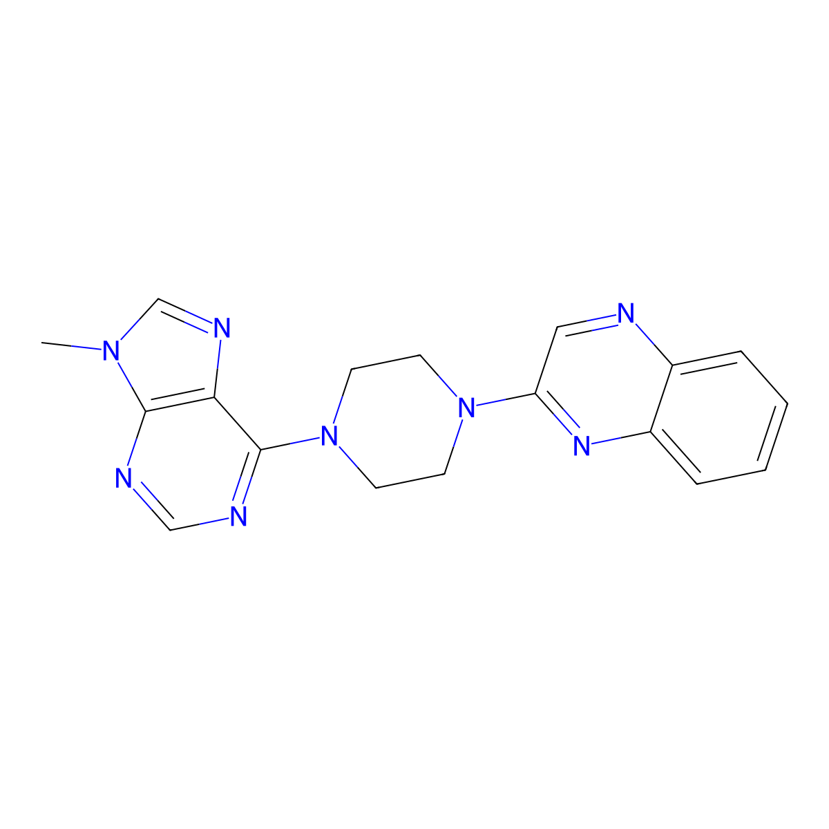 2-[4-(9-methyl-9H-purin-6-yl)piperazin-1-yl]quinoxaline molecular structure, CAS 2549042-52-4