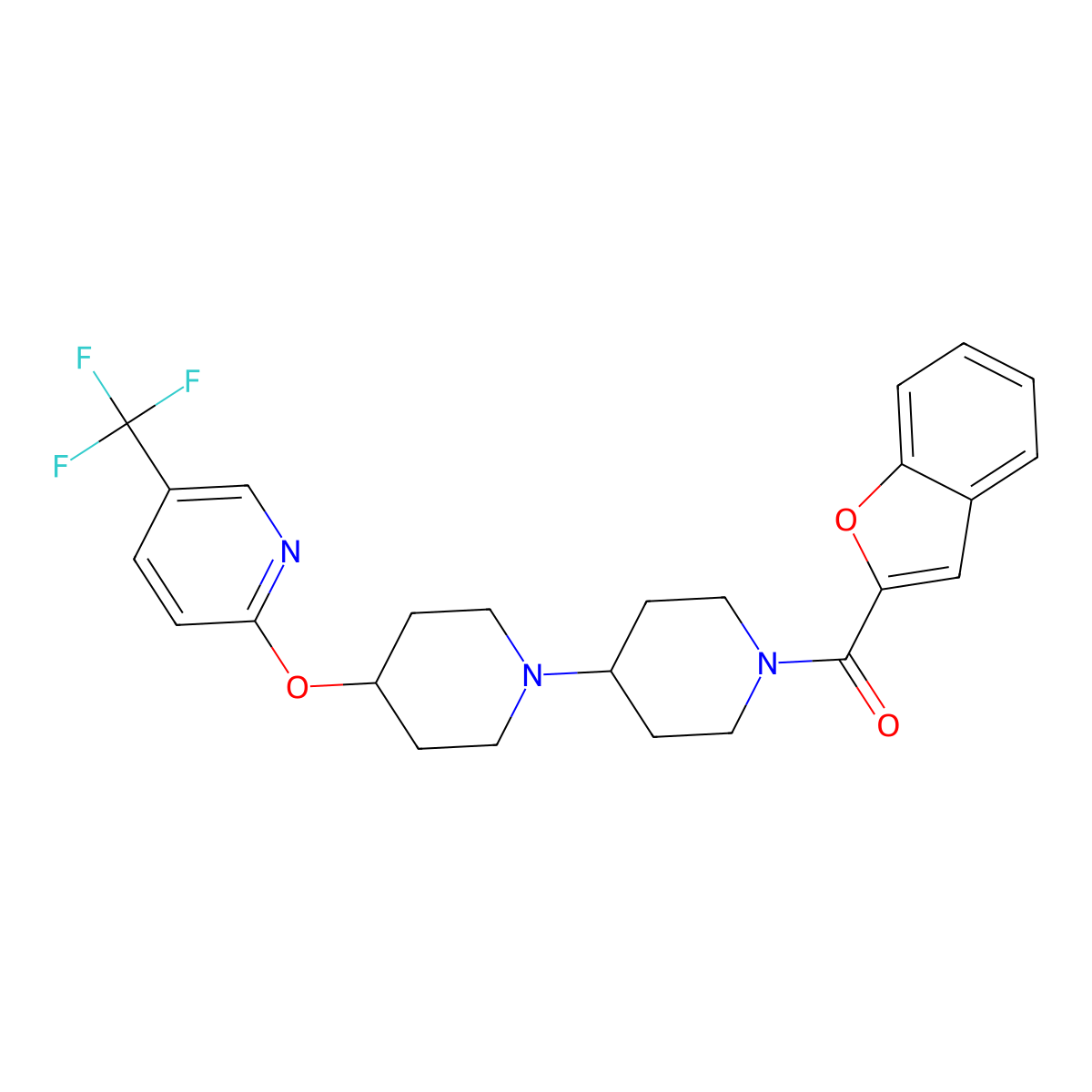 1'-(1-Benzofuran-2-carbonyl)-4-{[5-(trifluoromethyl)pyridin-2-yl]oxy}-1,4'-bipiperidine molecular structure, CAS 2549042-54-6