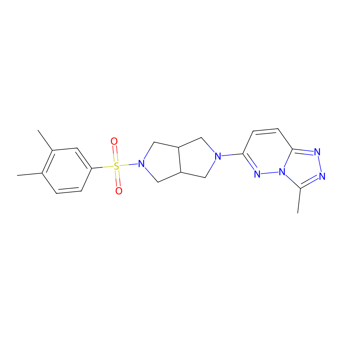 6-[5-(3,4-Dimethylbenzenesulfonyl)-octahydropyrrolo[3,4-c]pyrrol-2-yl]-3-methyl-[1,2,4]triazolo[4,3-b]pyridazine molecular structure, CAS 2549042-66-0