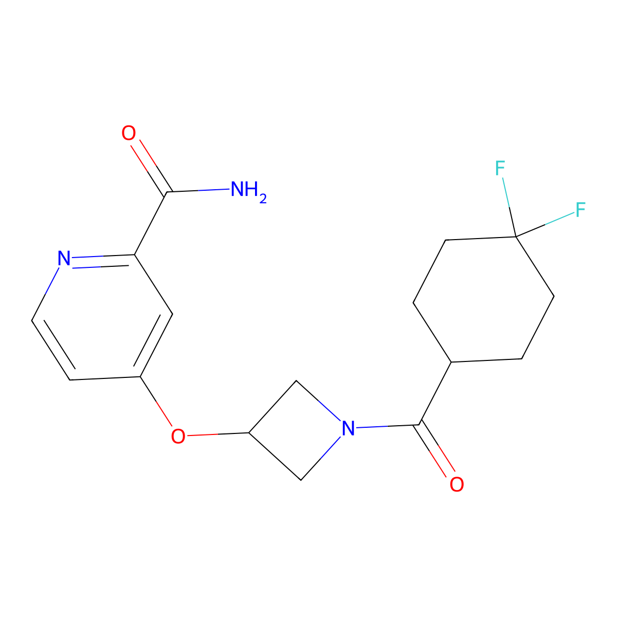 4-{[1-(4,4-Difluorocyclohexanecarbonyl)azetidin-3-yl]oxy}pyridine-2-carboxamide molecular structure, CAS 2549042-70-6