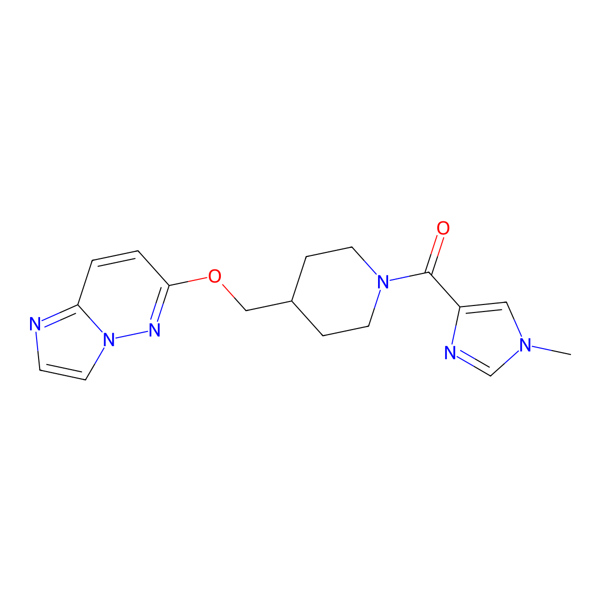 4-({imidazo[1,2-b]pyridazin-6-yloxy}methyl)-1-(1-methyl-1H-imidazole-4-carbonyl)piperidine molecular structure, CAS 2549042-75-1
