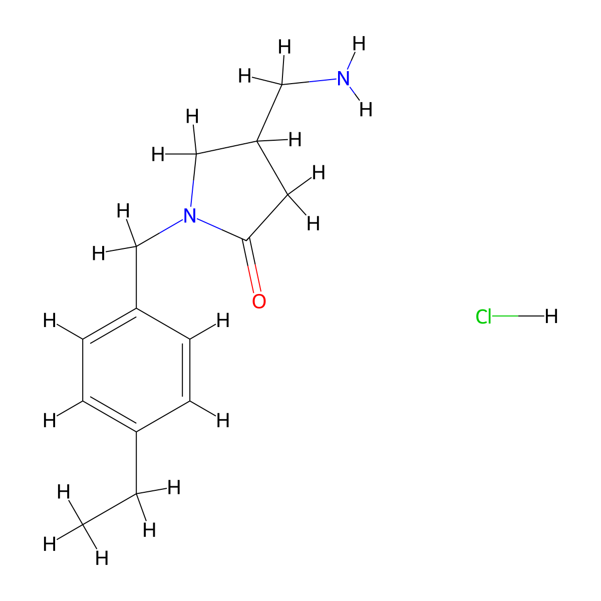 4-(Aminomethyl)-1-[(4-ethylphenyl)methyl]pyrrolidin-2-one hydrochloride molecular structure, CAS 2549042-81-9