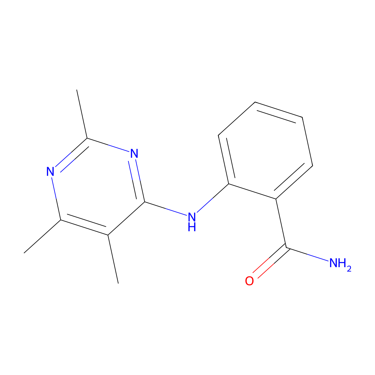 2-[(2,5,6-Trimethylpyrimidin-4-yl)amino]benzamide molecular structure, CAS 2549042-83-1