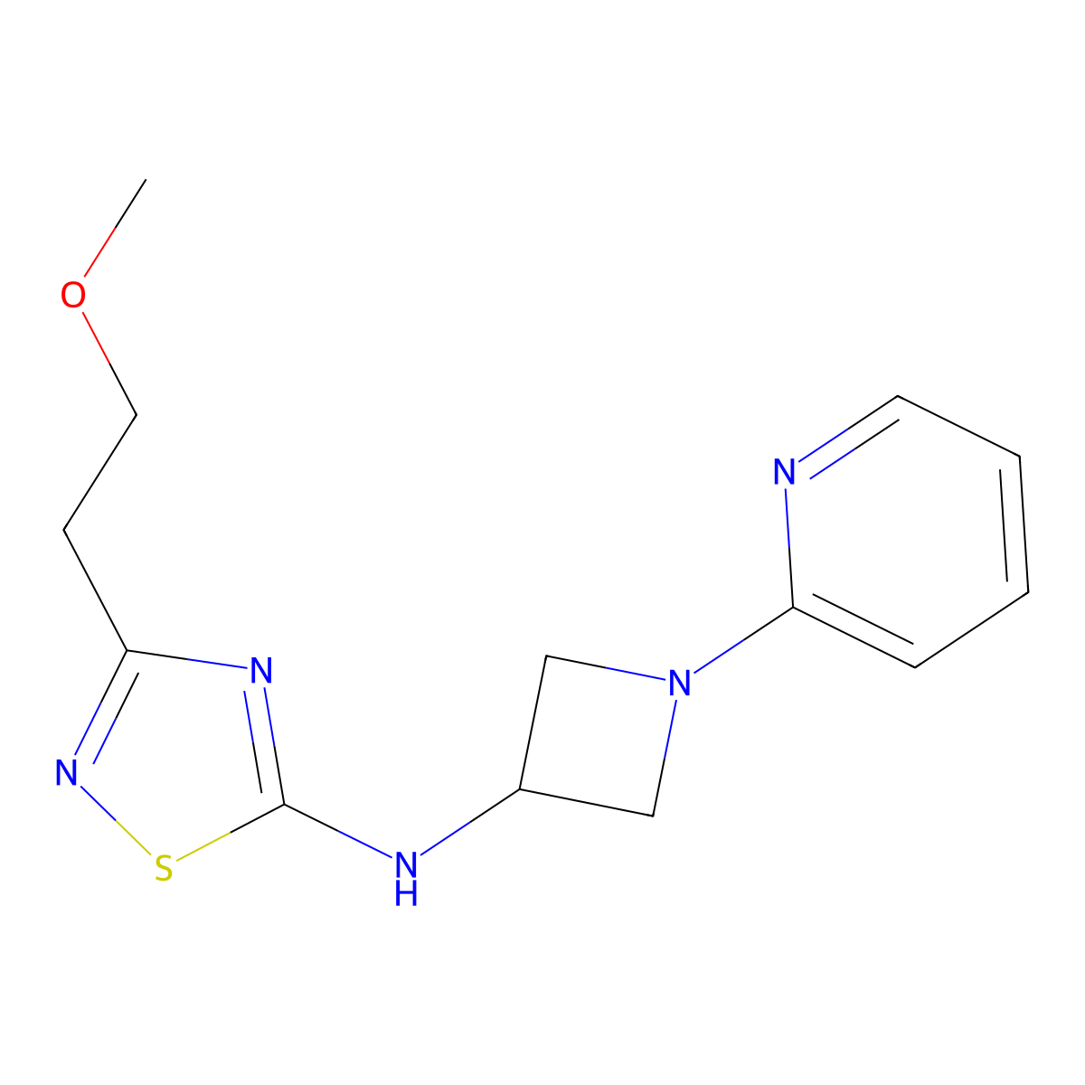 3-(2-methoxyethyl)-N-[1-(pyridin-2-yl)azetidin-3-yl]-1,2,4-thiadiazol-5-amine molecular structure, CAS 2549042-85-3