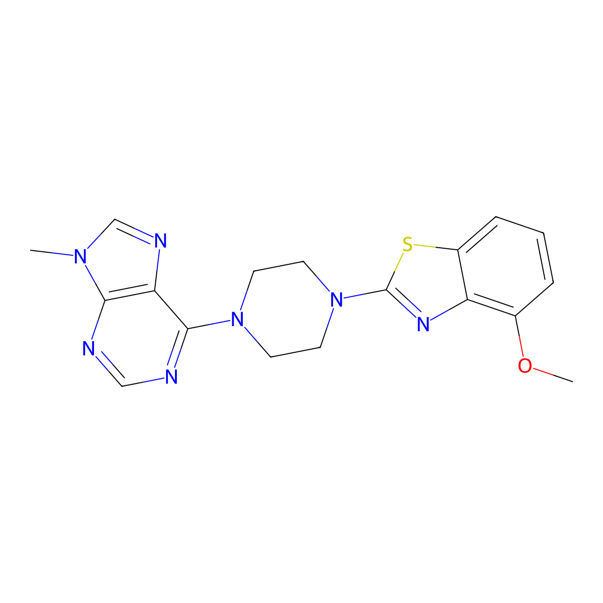 6-[4-(4-methoxy-1,3-benzothiazol-2-yl)piperazin-1-yl]-9-methyl-9H-purine molecular structure, CAS 2549042-88-6