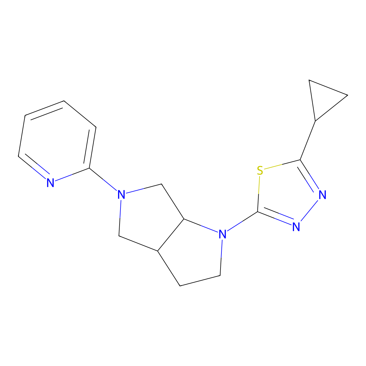 2-[1-(5-Cyclopropyl-1,3,4-thiadiazol-2-yl)-octahydropyrrolo[2,3-c]pyrrol-5-yl]pyridine molecular structure, CAS 2549042-89-7