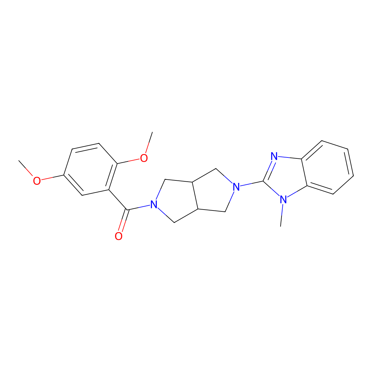 2-[5-(2,5-dimethoxybenzoyl)-octahydropyrrolo[3,4-c]pyrrol-2-yl]-1-methyl-1H-1,3-benzodiazole molecular structure, CAS 2549042-90-0