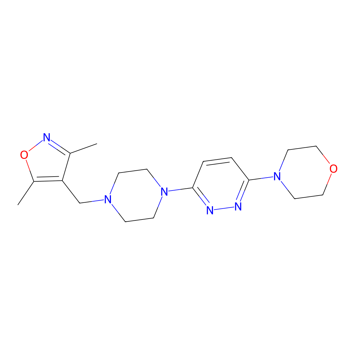 4-(6-{4-[(3,5-Dimethyl-1,2-oxazol-4-yl)methyl]piperazin-1-yl}pyridazin-3-yl)morpholine molecular structure, CAS 2549042-92-2