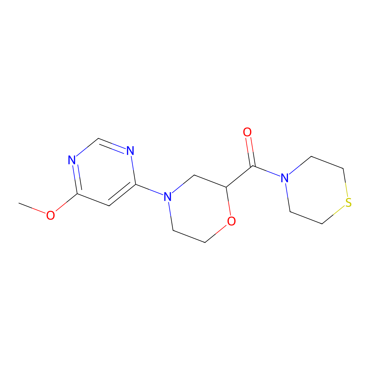 4-(6-Methoxypyrimidin-4-yl)-2-(thiomorpholine-4-carbonyl)morpholine molecular structure, CAS 2549043-08-3