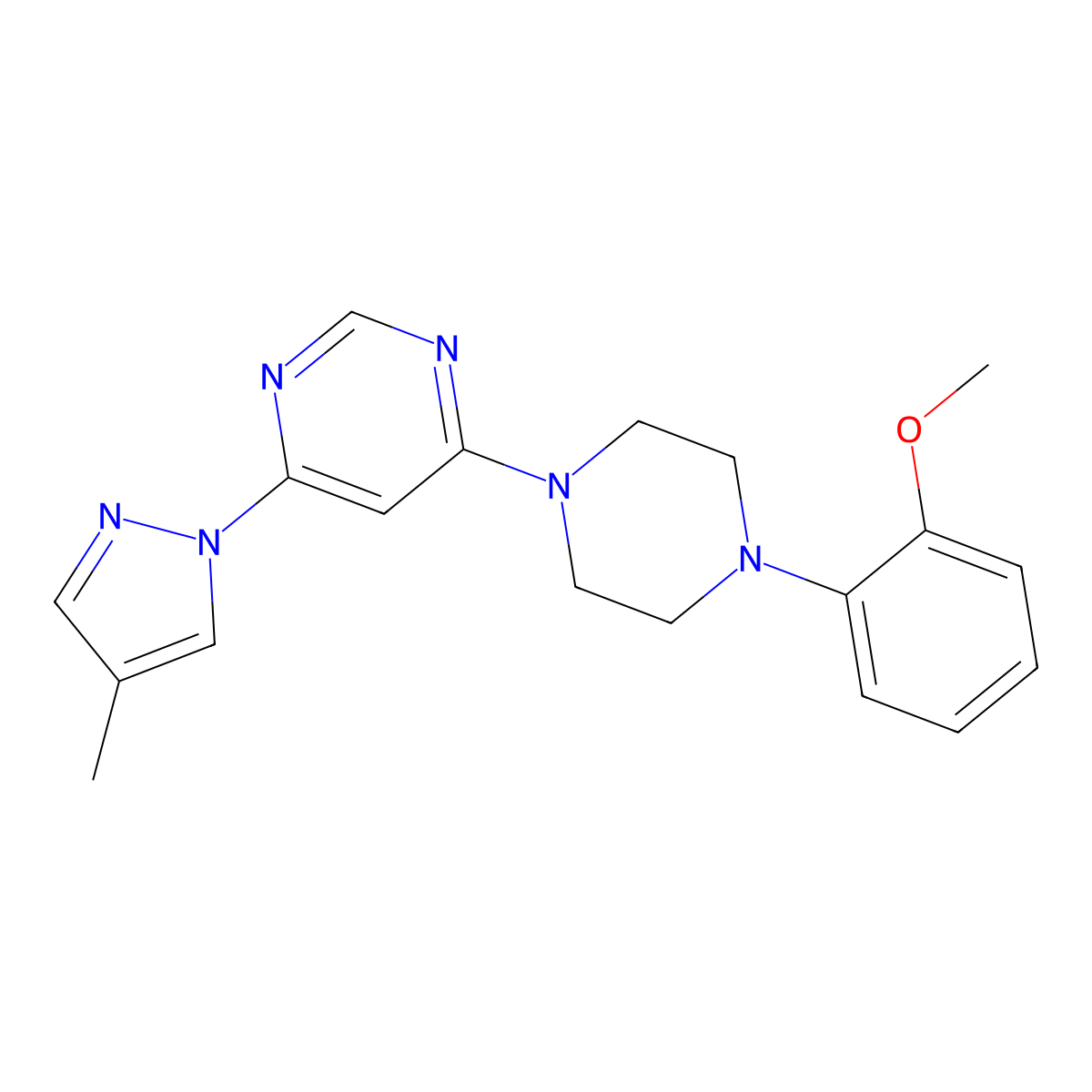 4-[4-(2-methoxyphenyl)piperazin-1-yl]-6-(4-methyl-1H-pyrazol-1-yl)pyrimidine molecular structure, CAS 2549043-09-4