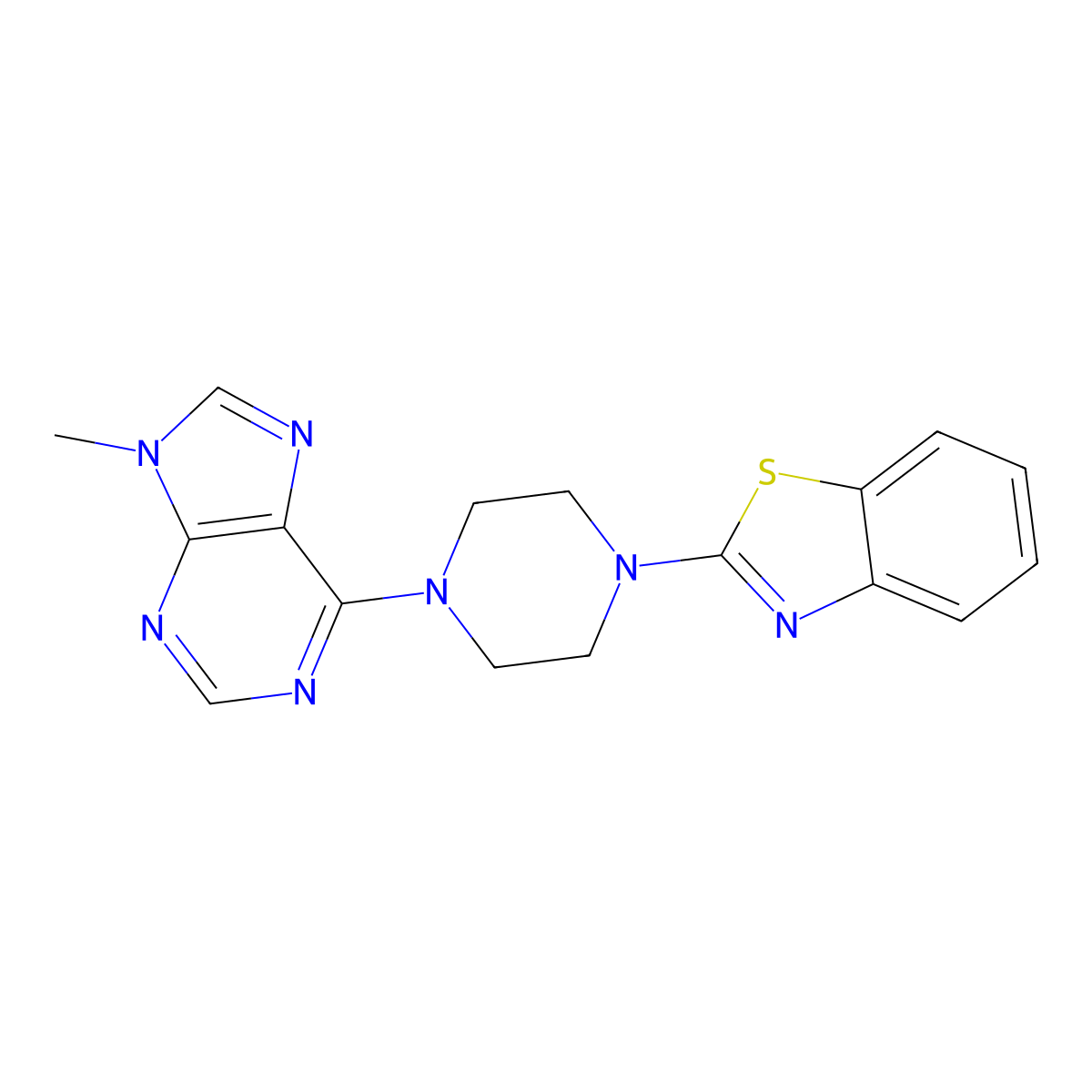 6-[4-(1,3-benzothiazol-2-yl)piperazin-1-yl]-9-methyl-9H-purine molecular structure, CAS 2549043-11-8