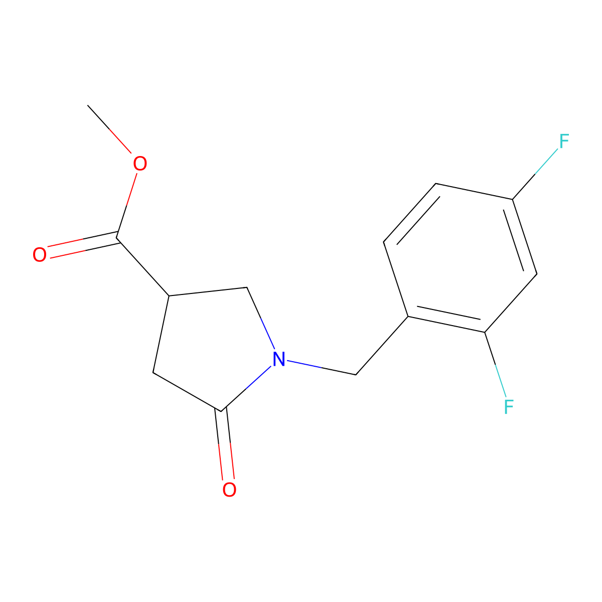 Methyl 1-[(2,4-difluorophenyl)methyl]-5-oxopyrrolidine-3-carboxylate molecular structure, CAS 2549043-12-9