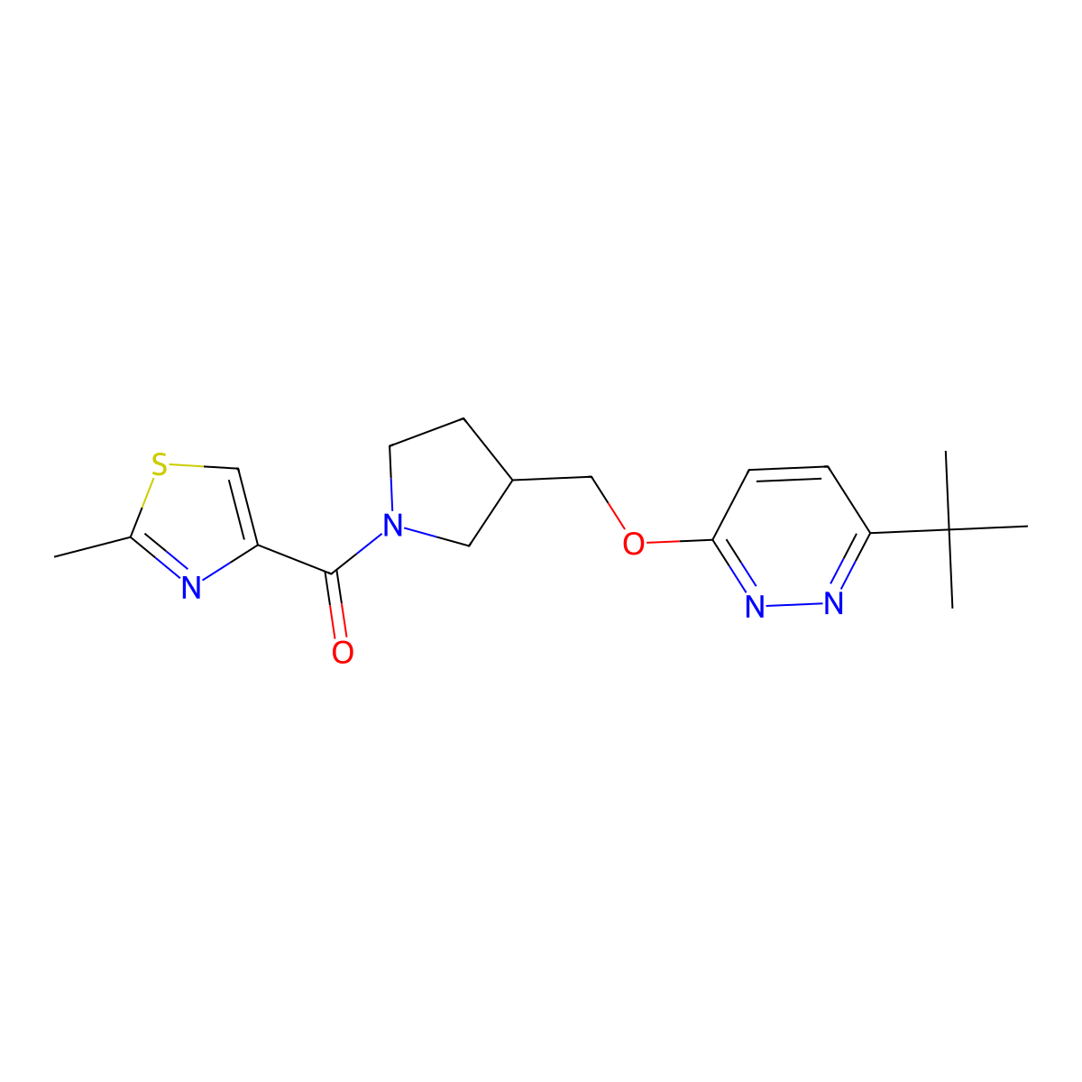 3-Tert-butyl-6-{[1-(2-methyl-1,3-thiazole-4-carbonyl)pyrrolidin-3-yl]methoxy}pyridazine molecular structure, CAS 2549043-21-0