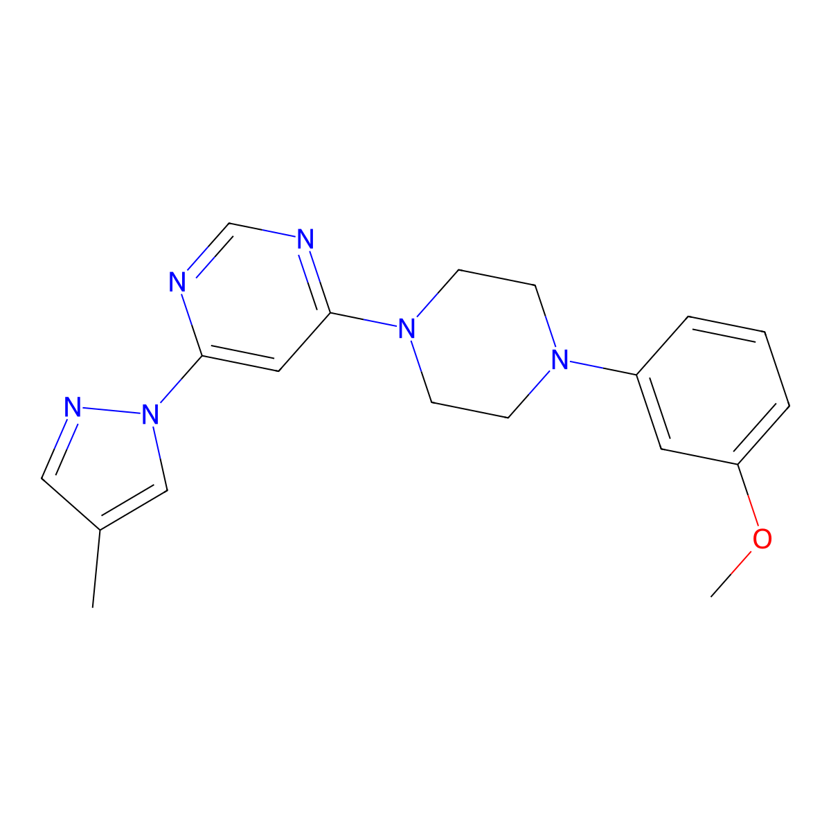 4-[4-(3-methoxyphenyl)piperazin-1-yl]-6-(4-methyl-1H-pyrazol-1-yl)pyrimidine molecular structure, CAS 2549043-22-1