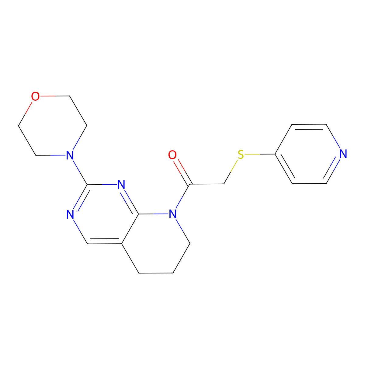 1-[2-(morpholin-4-yl)-5H,6H,7H,8H-pyrido[2,3-d]pyrimidin-8-yl]-2-(pyridin-4-ylsulfanyl)ethan-1-one molecular structure, CAS 2549043-24-3