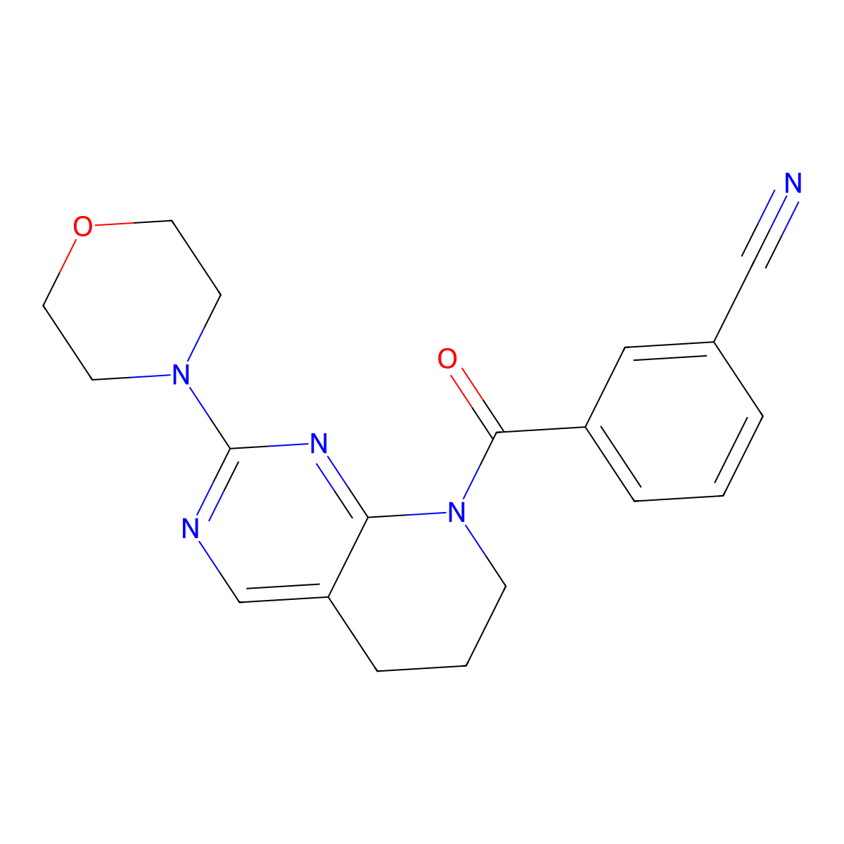 3-[2-(morpholin-4-yl)-5H,6H,7H,8H-pyrido[2,3-d]pyrimidine-8-carbonyl]benzonitrile molecular structure, CAS 2549043-30-1