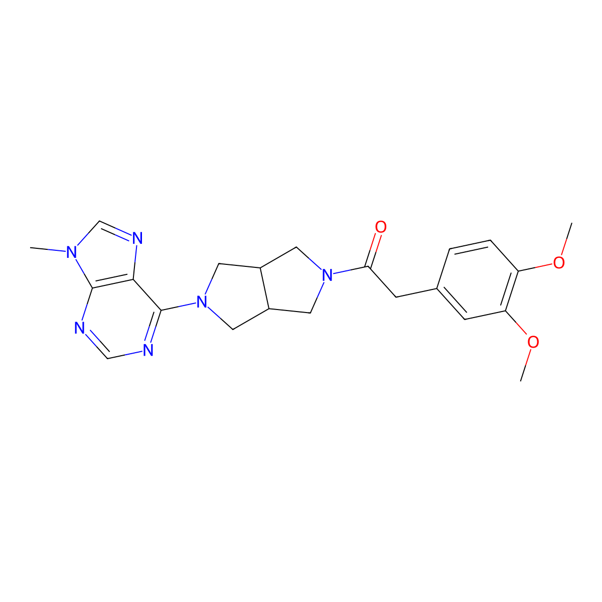 2-(3,4-dimethoxyphenyl)-1-[5-(9-methyl-9H-purin-6-yl)-octahydropyrrolo[3,4-c]pyrrol-2-yl]ethan-1-one molecular structure, CAS 2549043-32-3