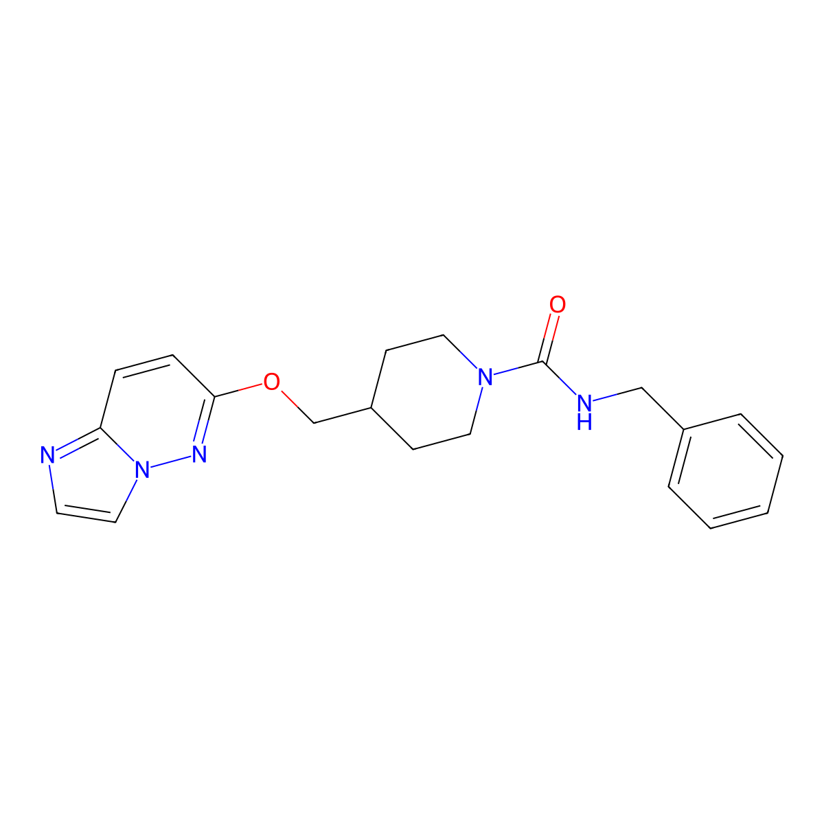 N-benzyl-4-({imidazo[1,2-b]pyridazin-6-yloxy}methyl)piperidine-1-carboxamide molecular structure, CAS 2549043-33-4