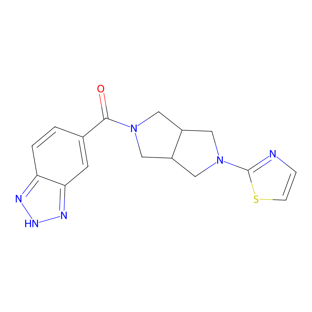 5-[5-(1,3-thiazol-2-yl)-octahydropyrrolo[3,4-c]pyrrole-2-carbonyl]-1H-1,2,3-benzotriazole molecular structure, CAS 2549043-35-6