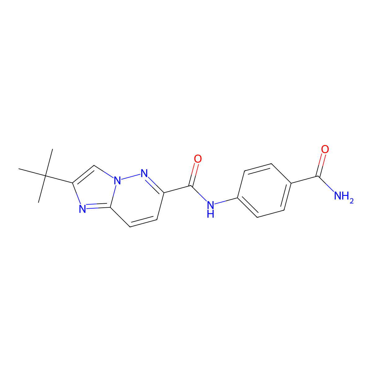 2-tert-butyl-N-(4-carbamoylphenyl)imidazo[1,2-b]pyridazine-6-carboxamide molecular structure, CAS 2549043-36-7