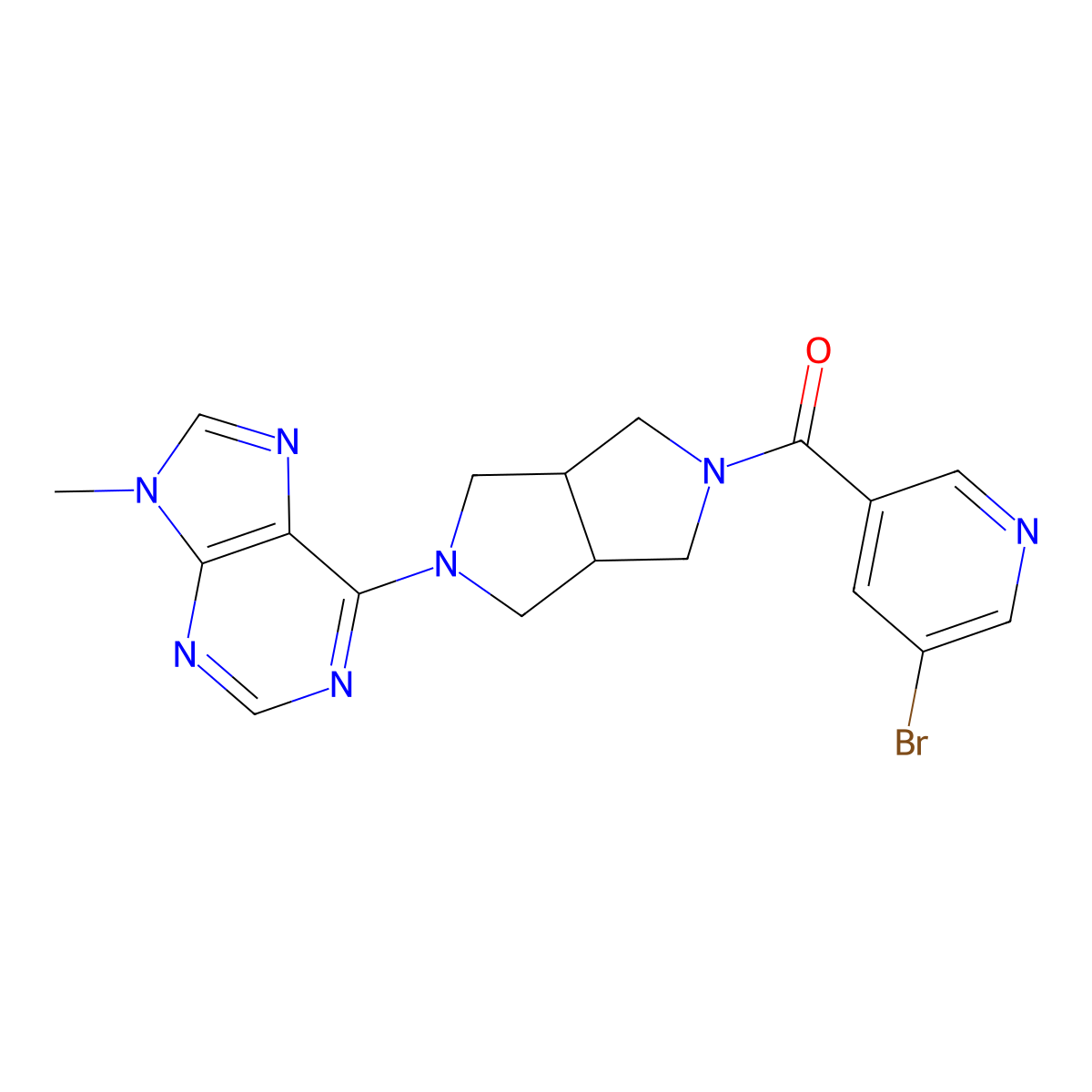 6-[5-(5-bromopyridine-3-carbonyl)-octahydropyrrolo[3,4-c]pyrrol-2-yl]-9-methyl-9H-purine molecular structure, CAS 2549043-37-8