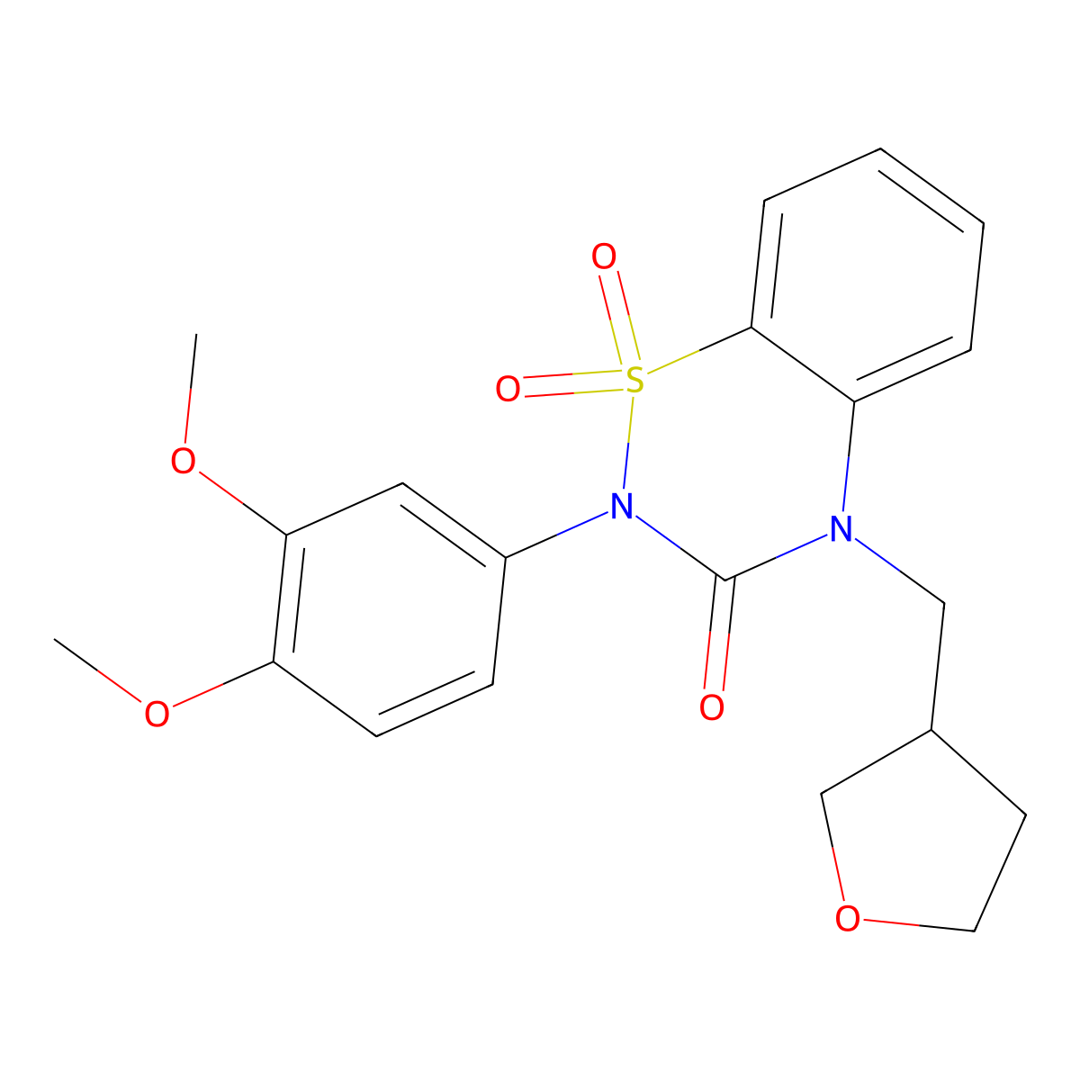 2-(3,4-dimethoxyphenyl)-4-[(oxolan-3-yl)methyl]-3,4-dihydro-2H-1lambda6,2,4-benzothiadiazine-1,1,3-trione molecular structure, CAS 2549043-45-8