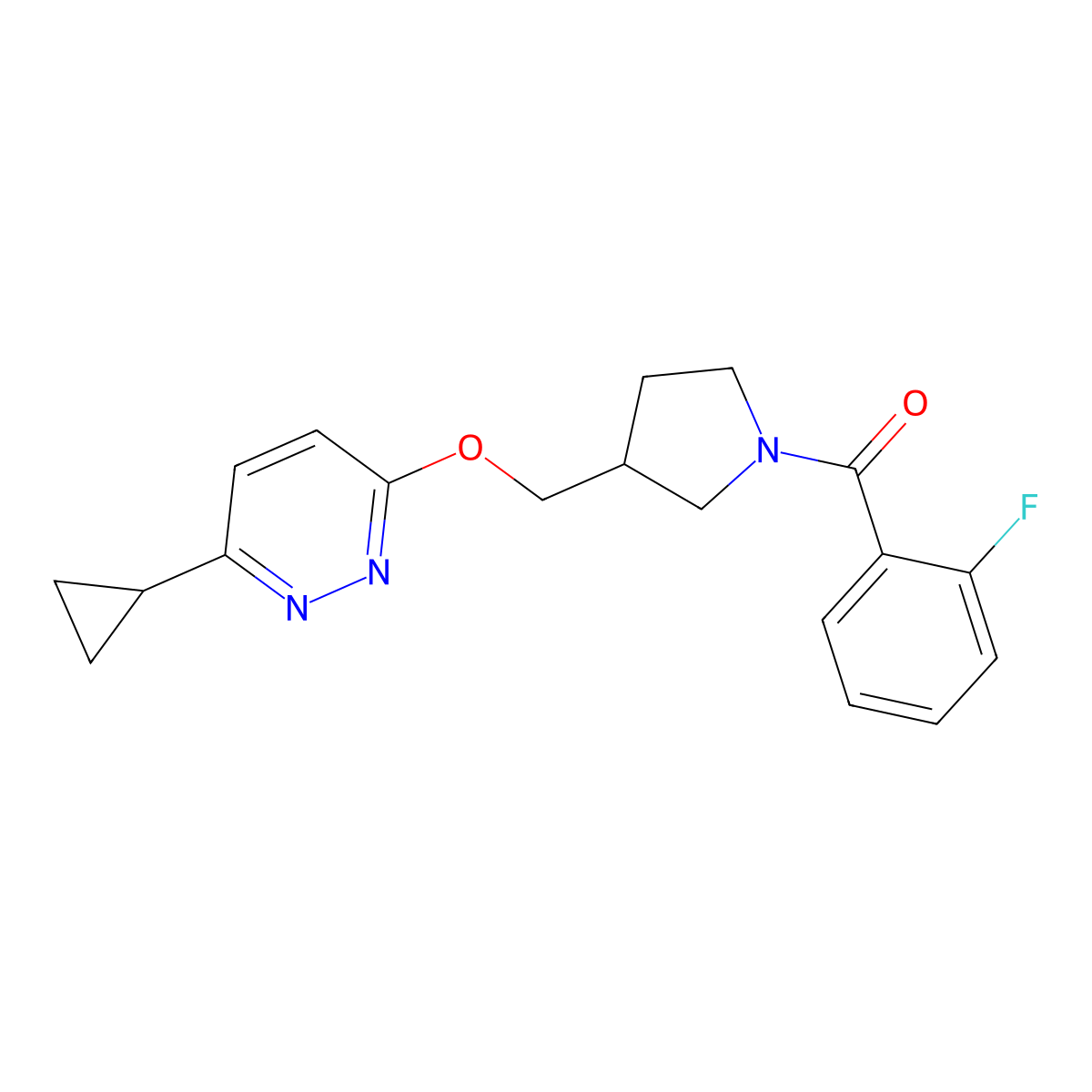 3-Cyclopropyl-6-{[1-(2-fluorobenzoyl)pyrrolidin-3-yl]methoxy}pyridazine molecular structure, CAS 2549043-51-6