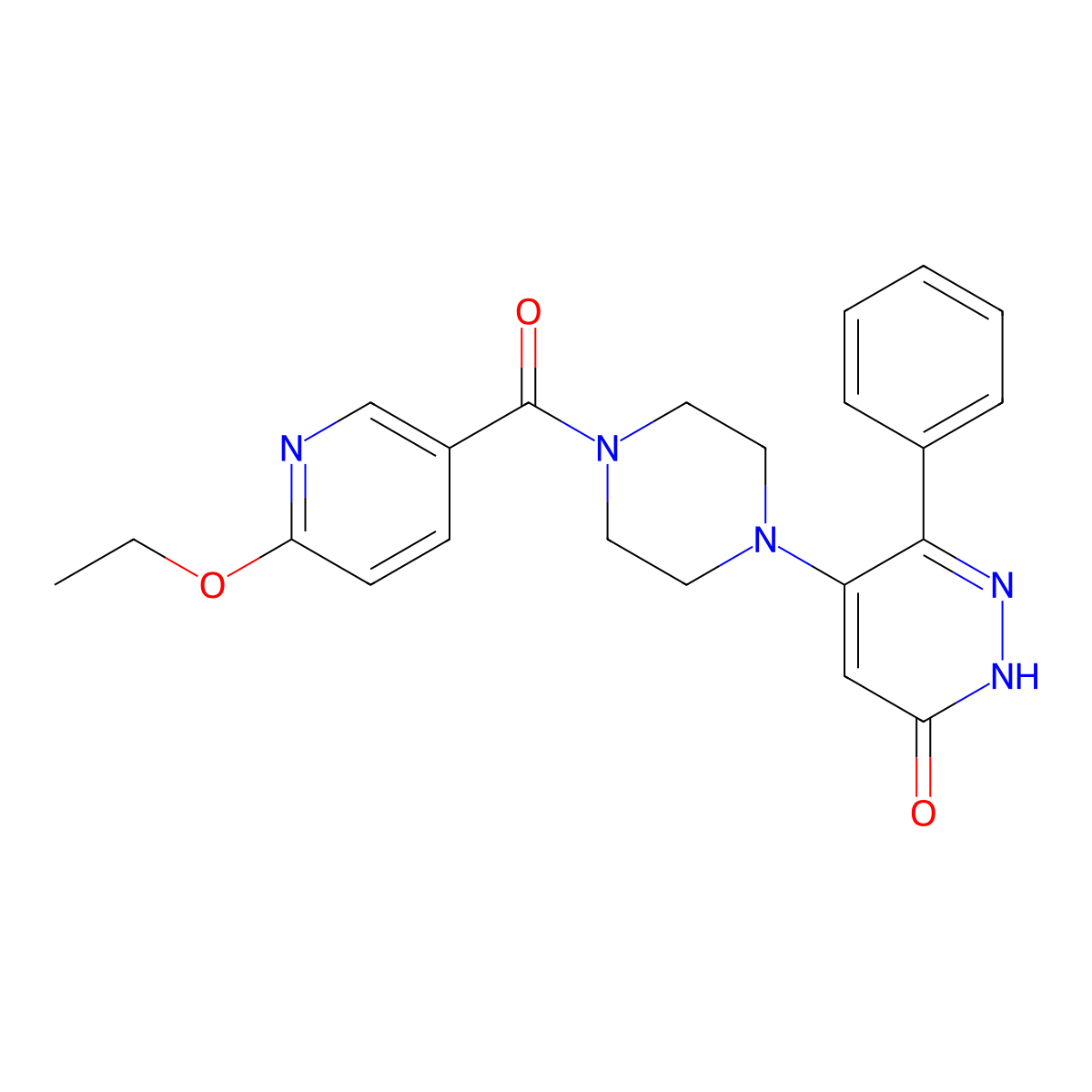 5-[4-(6-Ethoxypyridine-3-carbonyl)piperazin-1-yl]-6-phenyl-2,3-dihydropyridazin-3-one molecular structure, CAS 2549043-56-1