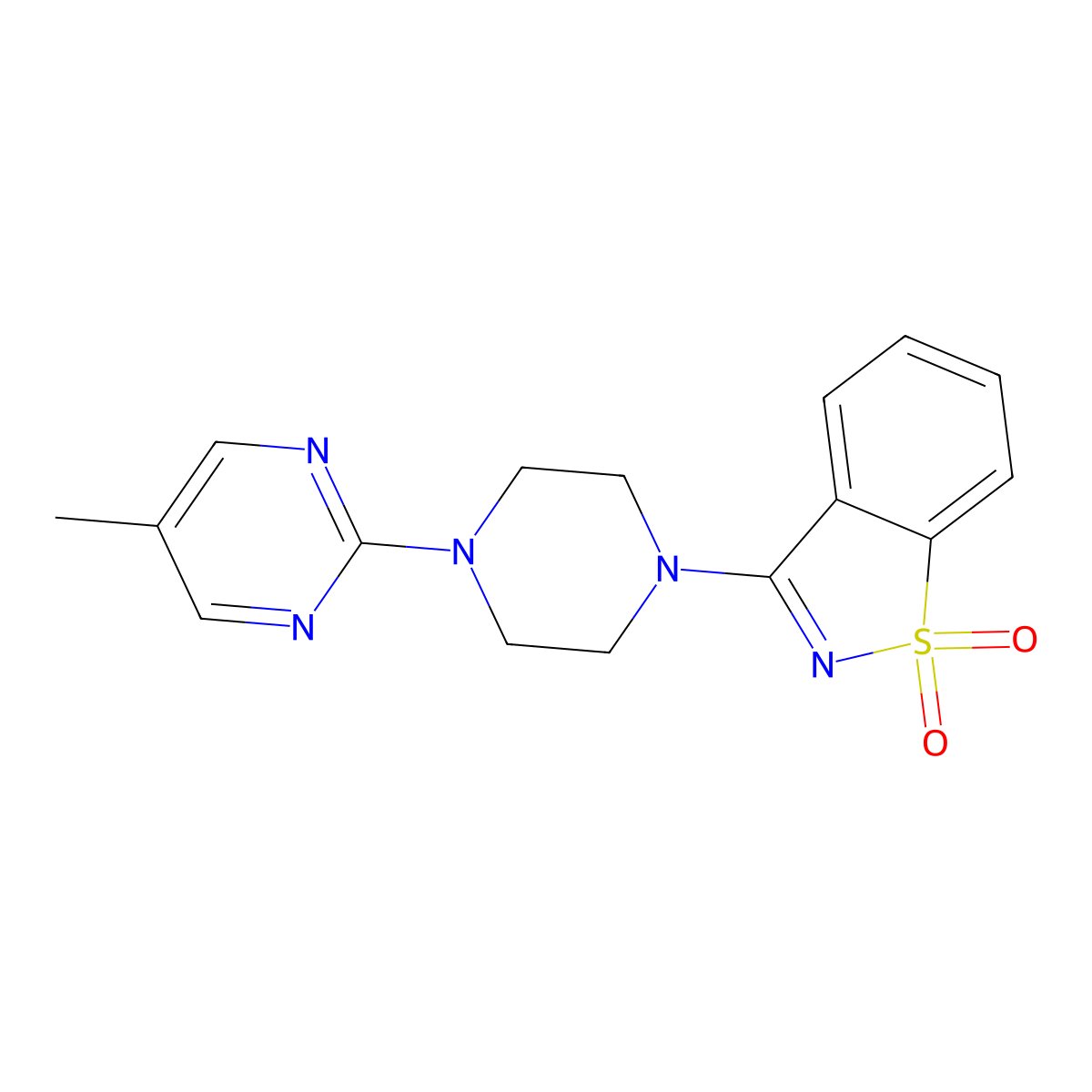 3-[4-(5-Methylpyrimidin-2-yl)piperazin-1-yl]-1lambda6,2-benzothiazole-1,1-dione molecular structure, CAS 2549043-57-2