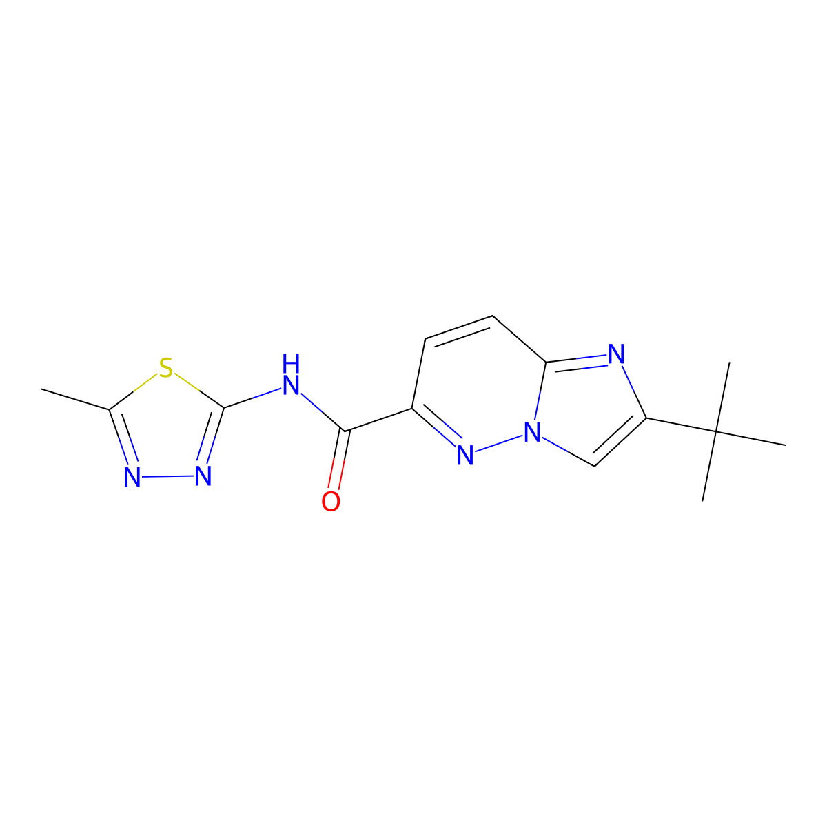 2-tert-butyl-N-(5-methyl-1,3,4-thiadiazol-2-yl)imidazo[1,2-b]pyridazine-6-carboxamide molecular structure, CAS 2549043-60-7