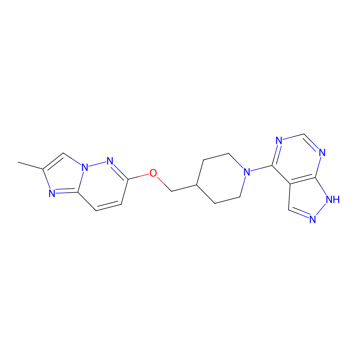 4-[({2-methylimidazo[1,2-b]pyridazin-6-yl}oxy)methyl]-1-{1H-pyrazolo[3,4-d]pyrimidin-4-yl}piperidine molecular structure, CAS 2549043-62-9
